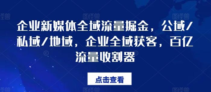 企业新媒体全域流量掘金,公域/私域/地域,企业全域获客,百亿流量收割器-康仁安网创