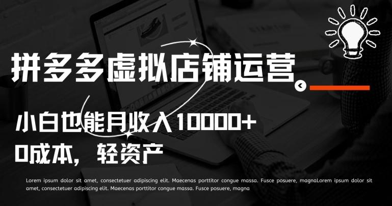 拼多多虚拟店铺运营小白也能月收入10000+【揭秘】-康仁安网创