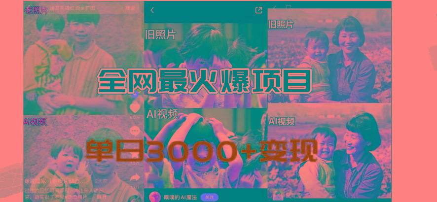 全网爆火的AI让老照片动起来教程，蹭热点日赚3000+，内含免费工具一键...-康仁安网创