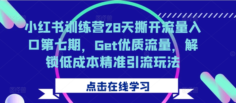 小红书训练营28天撕开流量入口第七期，Get优质流量，解锁低成本精准引流玩法-康仁安网创