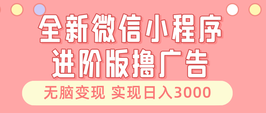 全新微信小程序进阶版撸广告 无脑变现睡后也有收入 日入3000＋-康仁安网创