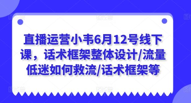 直播运营小韦6月12号线下课,话术框架整体设计/流量低迷如何救流/话术框架等-康仁安网创