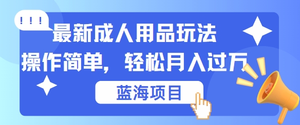 最新成人用品项目玩法,操作简单,动动手,轻松日入几张【揭秘】-康仁安网创