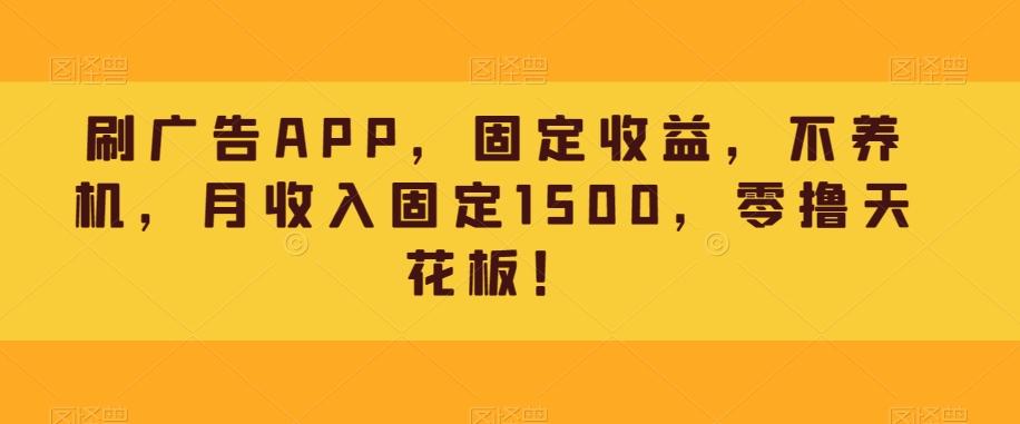 刷广告APP,固定收益,不养机,月收入固定1500,零撸天花板!-康仁安网创