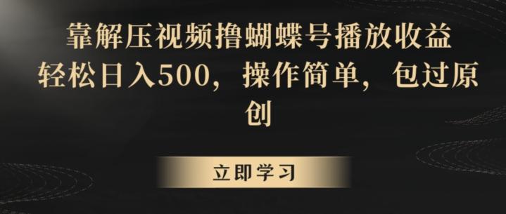 靠解压视频撸蝴蝶号播放收益，轻松日入500，操作简单，包过原创【揭秘】-康仁安网创