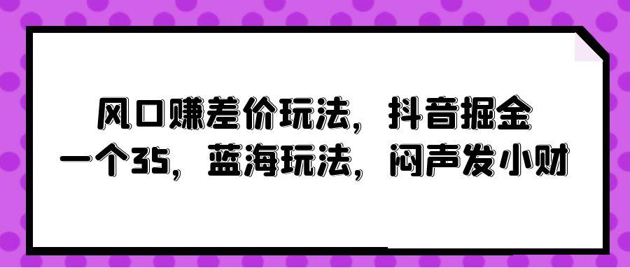 (10022期)风口赚差价玩法，抖音掘金，一个35，蓝海玩法，闷声发小财-康仁安网创