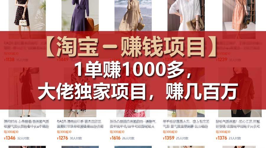 【淘宝赚钱项目】1单可赚1000多，大佬独家项目，年赚几百万-康仁安网创