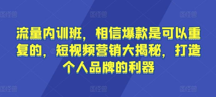 流量内训班,相信爆款是可以重复的,短视频营销大揭秘,打造个人品牌的利器-康仁安网创