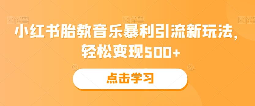 小红书胎教音乐暴利引流新玩法，轻松变现500+-康仁安网创