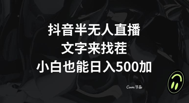 抖音半无人直播，文字来找茬小游戏，每天收益500+【揭秘】-康仁安网创