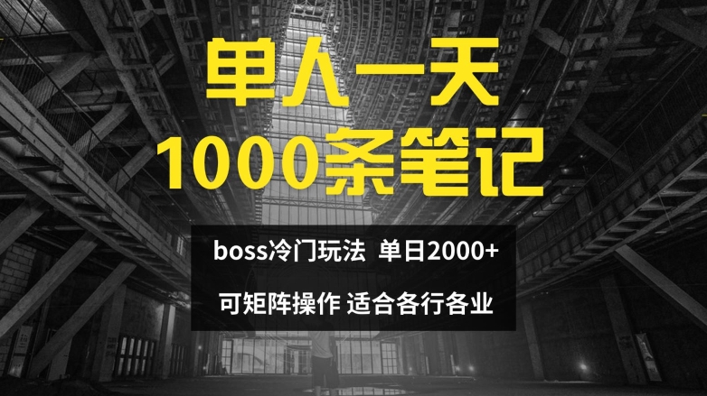 单人一天1000条笔记,日入2000+,BOSS直聘的正确玩法【揭秘】-康仁安网创