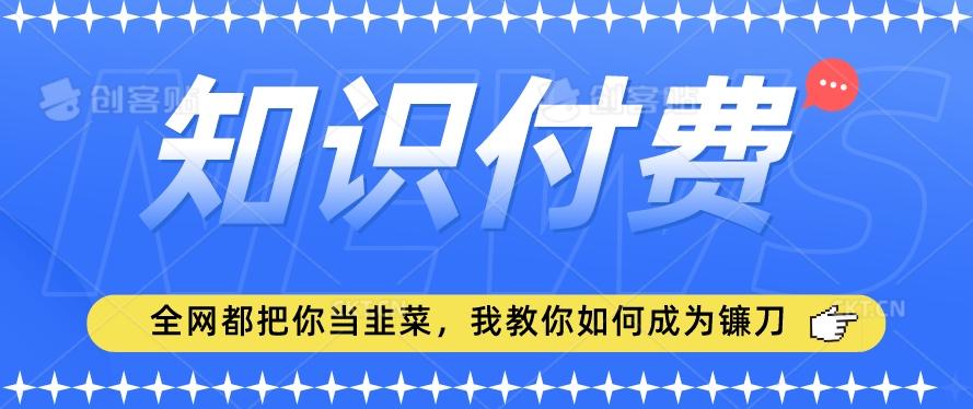 2024最新知识付费项目，小白也能轻松入局，全网都在教你做项目，我教你做镰刀【揭秘】-康仁安网创