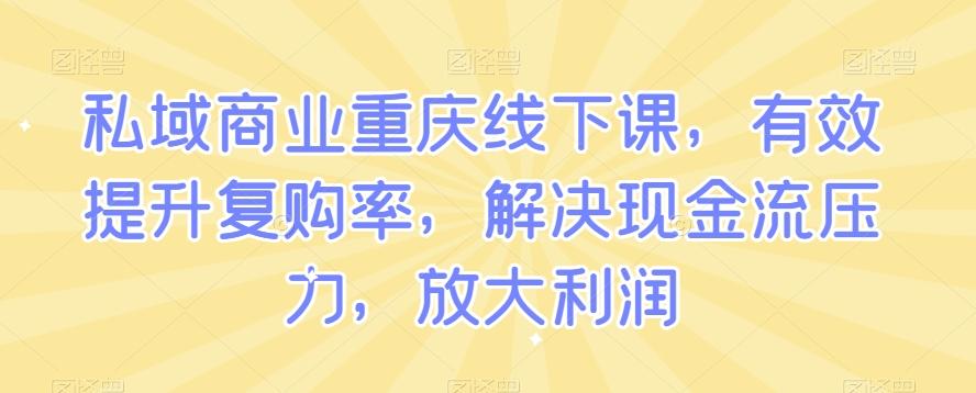私域商业重庆线下课,有效提升复购率,解决现金流压力,放大利润-康仁安网创