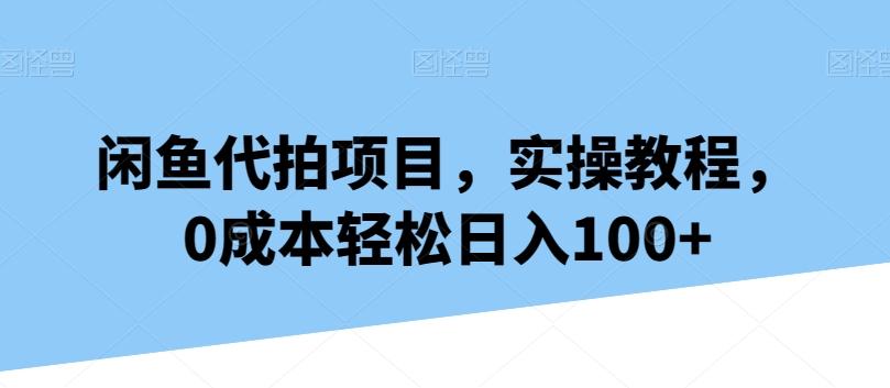闲鱼代拍项目,实操教程,0成本轻松日入100+-康仁安网创