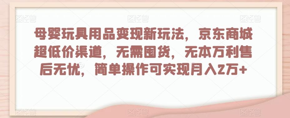 母婴玩具用品变现新玩法,京东商城超低价渠道,简单操作可实现月入2万+【揭秘】-康仁安网创