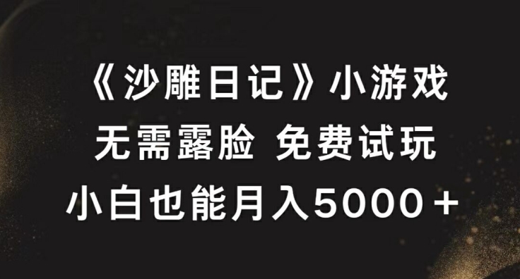 《沙雕日记》小游戏，无需露脸免费试玩，小白也能月入5000+【揭秘】-康仁安网创