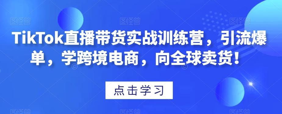 TikTok直播带货实战训练营,引流爆单,学跨境电商,向全球卖货!-康仁安网创
