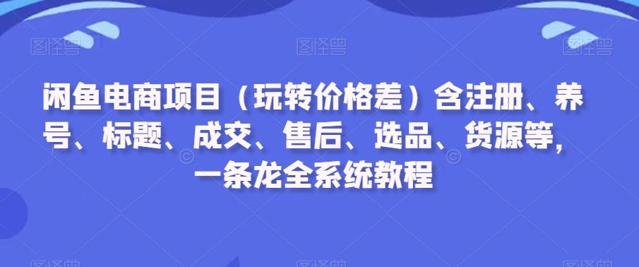 闲鱼电商项目(玩转价格差)含注册、养号、标题、成交、售后、选品、货源等,一条龙全系统教程-康仁安网创