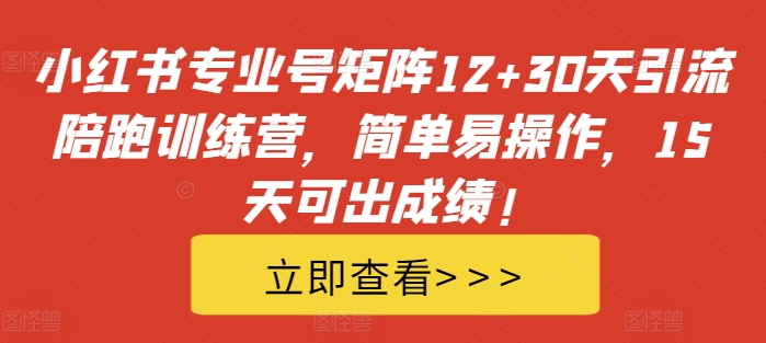 小红书专业号矩阵12+30天引流陪跑训练营,简单易操作,15天可出成绩!-康仁安网创