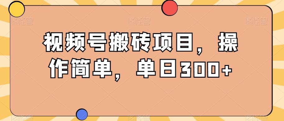 视频号搬砖项目，操作简单，单日300+-康仁安网创