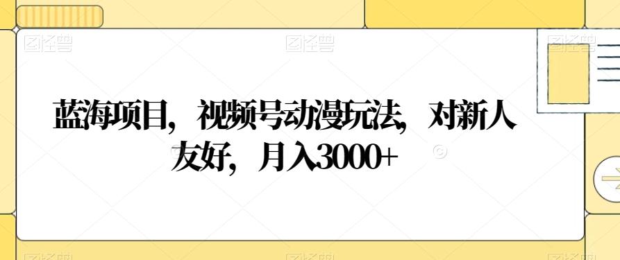 蓝海项目，视频号动漫玩法，对新人友好，月入3000+【揭秘】-康仁安网创