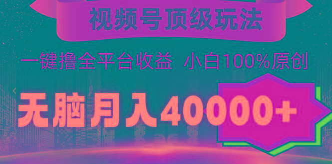 (9281期)视频号顶级玩法,无脑月入40000+,一键撸全平台收益,纯小白也能100%原创-康仁安网创