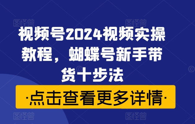视频号2024视频实操教程，蝴蝶号新手带货十步法-康仁安网创