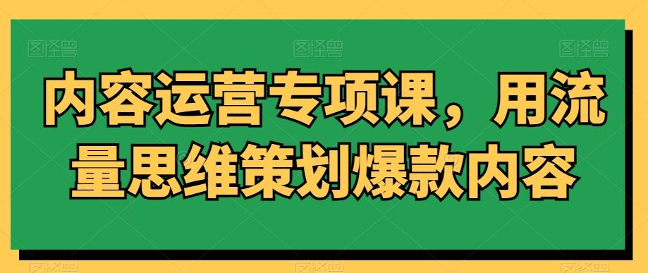内容运营专项课，用流量思维策划爆款内容-康仁安网创
