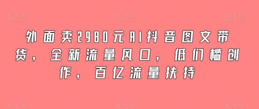 外面卖2980元AI抖音图文带货,全新流量风口,低们槛创作,百亿流量扶持-康仁安网创