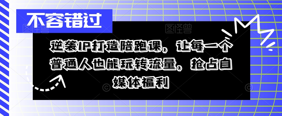 逆袭IP打造陪跑课,让每一个普通人也能玩转流量,抢占自媒体福利-康仁安网创