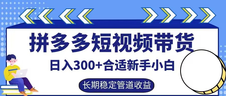 拼多多短视频带货日入300+有长期稳定被动收益，合适新手小白【揭秘】-康仁安网创