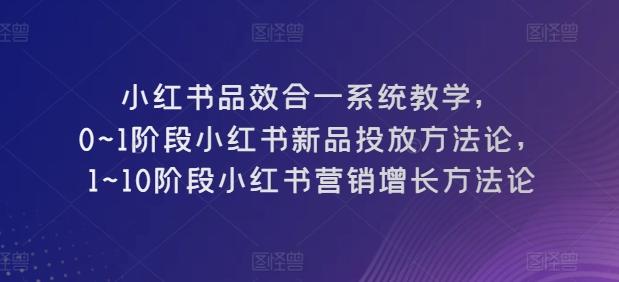小红书品效合一系统教学，​0~1阶段小红书新品投放方法论，​1~10阶段小红书营销增长方法论-康仁安网创