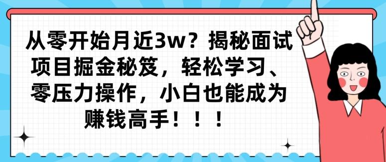 从零开始月近3w?揭秘面试项目掘金秘笈,轻松学习、零压力操作,小白也能成为赚钱高手-康仁安网创