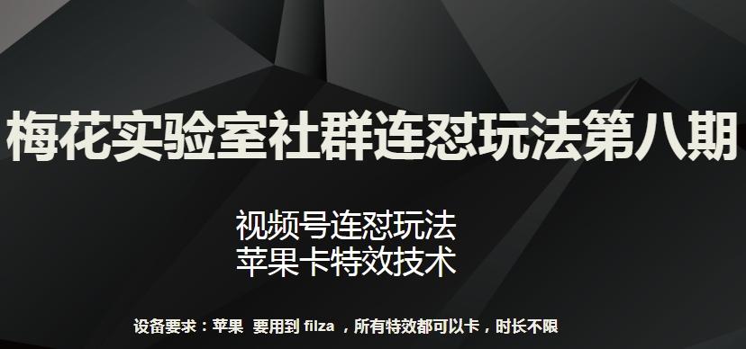梅花实验室社群连怼玩法第八期，视频号连怼玩法 苹果卡特效技术【揭秘】-康仁安网创