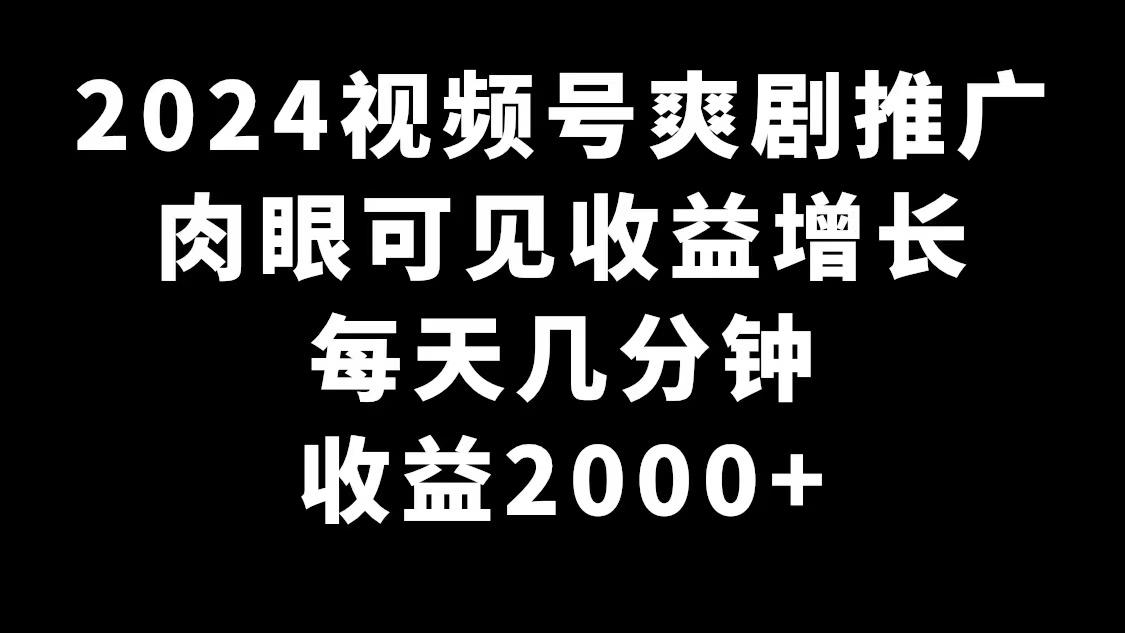 2024视频号爽剧推广，肉眼可见的收益增长，每天几分钟收益2000+-康仁安网创