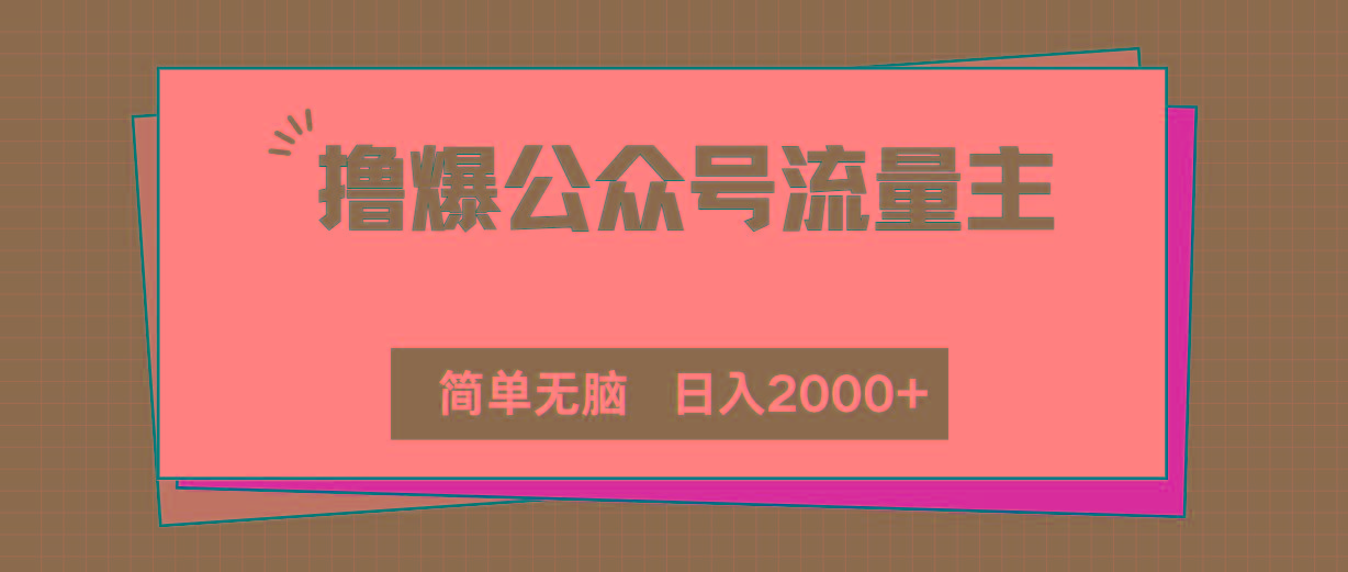 撸爆公众号流量主,简单无脑,单日变现2000+-康仁安网创
