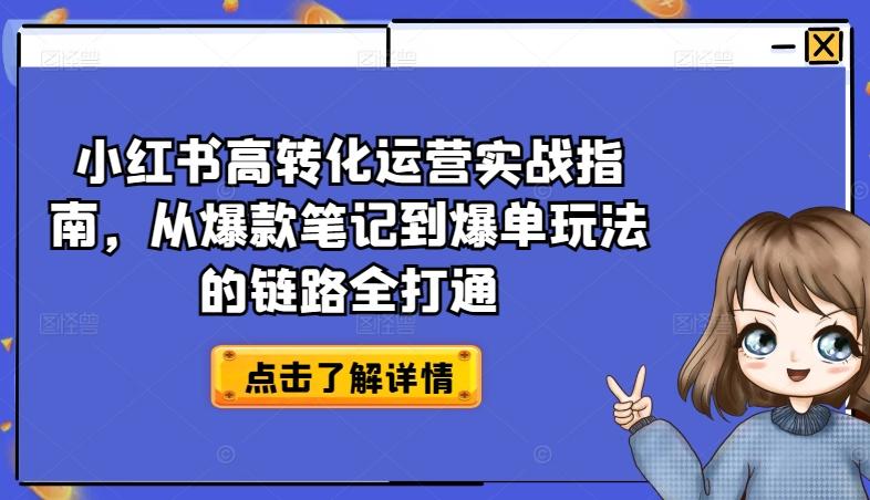 小红书高转化运营实战指南，从爆款笔记到爆单玩法的链路全打通-康仁安网创
