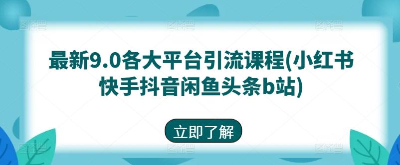 最新9.0各大平台引流课程(小红书快手抖音闲鱼头条b站)-康仁安网创