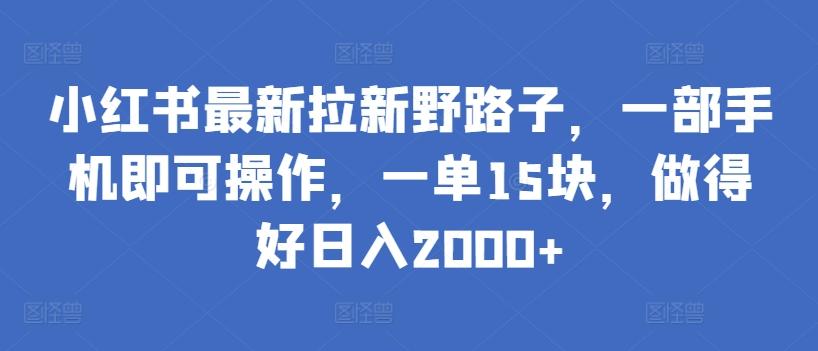 小红书最新拉新野路子,一部手机即可操作,一单15块,做得好日入2000+【揭秘】-康仁安网创