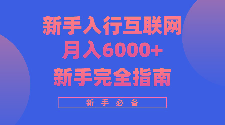 (10058期)互联网新手月入6000+完全指南 十年创业老兵用心之作，帮助小白快速入门-康仁安网创
