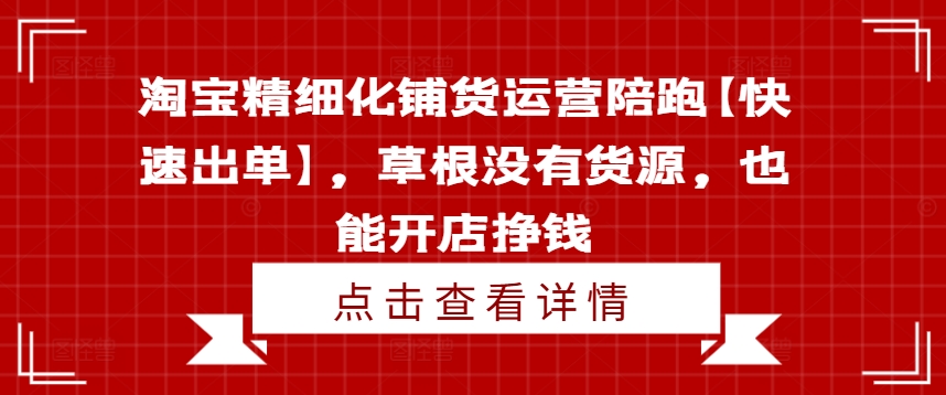 淘宝精细化铺货运营陪跑【快速出单】，草根没有货源，也能开店挣钱-康仁安网创