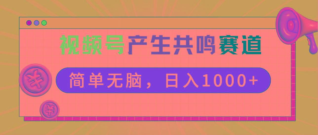 2024年视频号，产生共鸣赛道，简单无脑，一分钟一条视频，日入1000+-康仁安网创