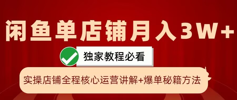 闲鱼单店铺月入3W+实操展示,爆单核心秘籍,一学就会【揭秘】-康仁安网创