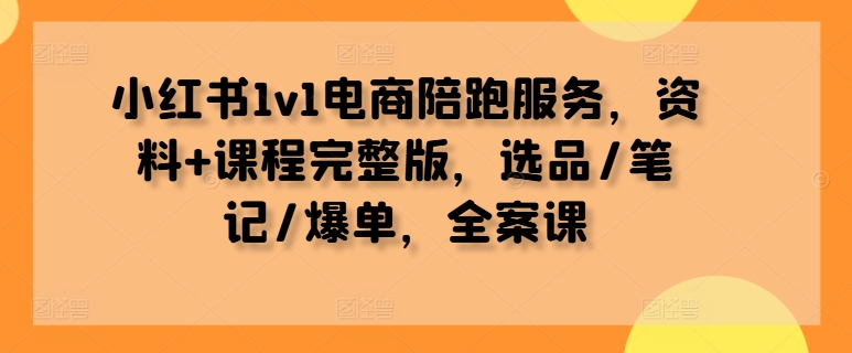 小红书1v1电商陪跑服务,资料+课程完整版,选品/笔记/爆单,全案课-康仁安网创