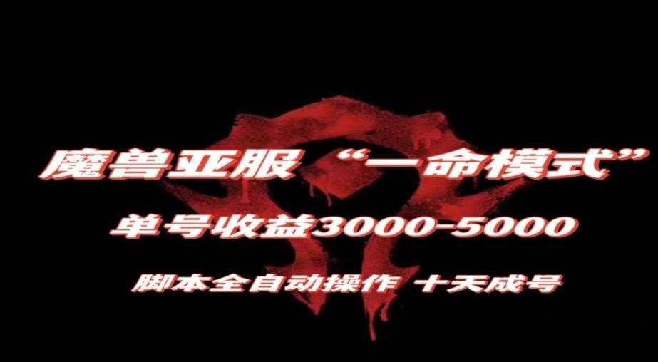 魔兽亚服一命模式，10天成号-单号3千-5千，脚本全自动操作，保姆级教学【揭秘】-康仁安网创