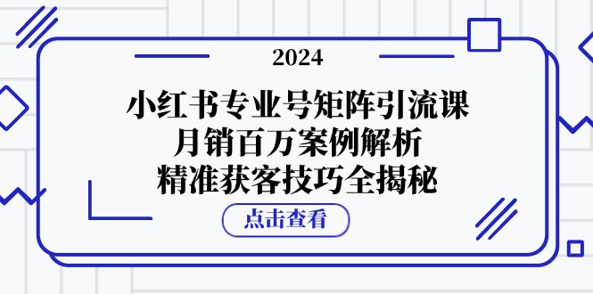 小红书专业号矩阵引流课,月销百万案例解析,精准获客技巧全揭秘-康仁安网创