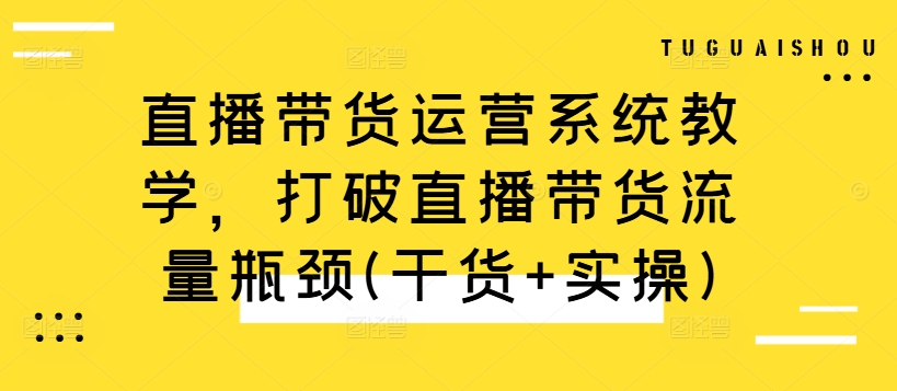 直播带货运营系统教学,打破直播带货流量瓶颈(干货+实操)-康仁安网创