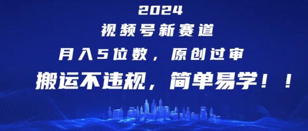 2024视频号新赛道，月入5位数+，原创过审，搬运不违规，简单易学【揭秘】-康仁安网创