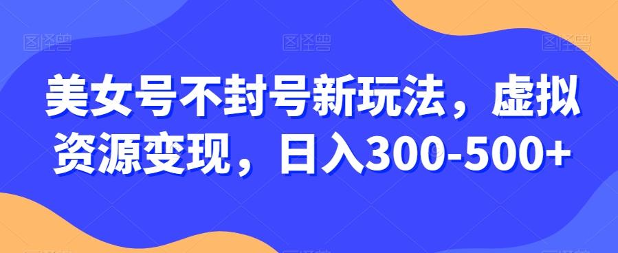 美女号不封号新玩法,虚拟资源变现,日入300-500+-康仁安网创