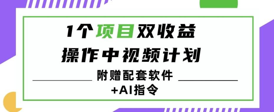 1个项目双收益？操作中视频计划1天最高3100+收益？（附赠配套软件+AI指令）-康仁安网创
